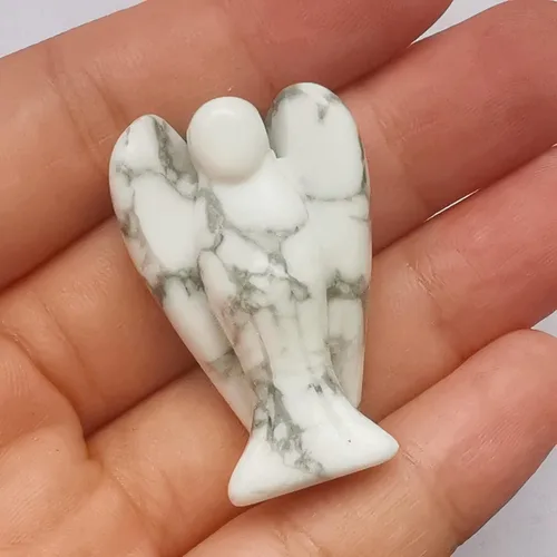Vista 10 de Estatua de ángel guardián de oración de cristal curativo de labradorita negra natural, 1.5 pulgadas, tallado en bolsillo, figuras de piedra de palma