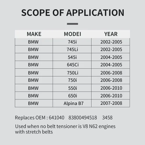 Vista 3 de 3458 Herramienta de instalación de correa de A/C compatible con motores BMW V8 N62 - Herramienta de correa de transmisión de bomba de dirección