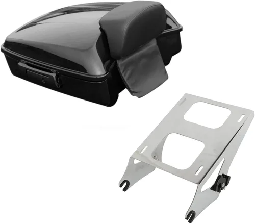 Vista 16 de XMT-MOTO King Tour Trunk + almohadilla de respaldo envolvente+estante de montaje negro+accesorios de acoplamiento para Harley Touring Road King Road
