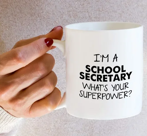 Vista 5 de Retreez Taza divertida – I'm a School Secretary What's Your Superpower? Tazas de café de cerámica de 11 onzas – Divertido, sarcasmo, motivacional