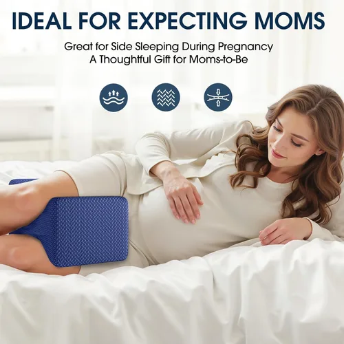 Vista 5 de BlissTrends Almohada de rodilla de espuma viscoelástica, almohada de rodilla para dormir de lado, almohadas de piernas para dormir circulación