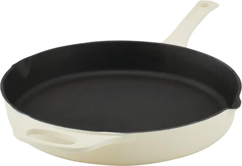 Vista 16 de Rachael Ray NITRO - Sartén de hierro fundido con mango auxiliar y boquillas de vertido, 12 pulgadas, color azul agave
