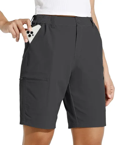 Vista 15 de Willit - Pantalones cortos de senderismo tipo cargo para mujer, de 10 pulgadas, elásticos, para golf, activos, de secado rápido, pantalones cortos