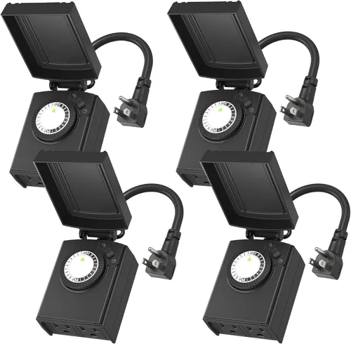 Vista 15 de BN-LINK Temporizador de luz mecánico para exteriores de 24 horas, impermeable, resistente, 15 A 1/2 HP, 1 toma de temporizador con conexión a tierra