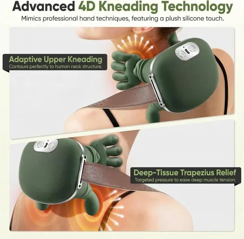 Vista 8 de Bionic - Masajeador de cuello y espalda, masajeador shiatsu calentado de 2 niveles, masaje de amasamiento de tejido profundo 4D, masaje de manos