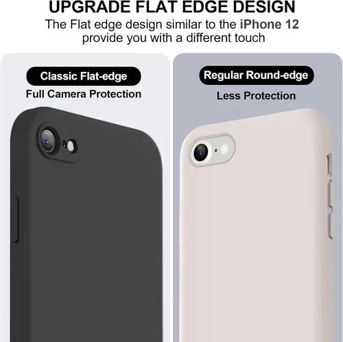 Vista 3 de Vooii Funda para iPhone SE 2022/3rd/2020, iPhone 8/7, silicona líquida mejorada con [bordes planos] [protección de cámara]