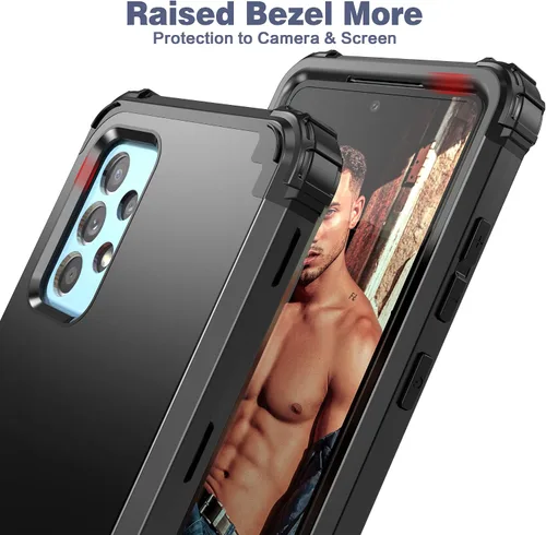 Vista 8 de IDweel Hybrid 3 en 1 Funda para Galaxy A52 5G con protector de pantalla de vidrio templado, a prueba de golpes, resistente, funda de policarbonato