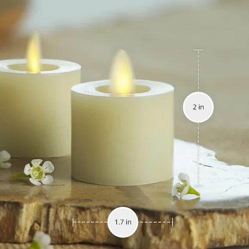 Vista 5 de Luminara Moving Flame - Velas LED de cera real sin llama (1.7 x 2.2 pulgadas), sin perfume, con control remoto de cera real, sin llama, funciona