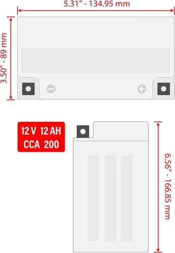Vista 2 de Caltric Agm - Batería compatible con Suzuki Gs750B Gs750C Gs750E Gs750Ec Gs750L Gs750N Gs750S Gs750T