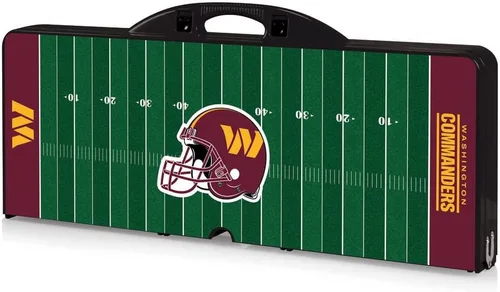 Vista 3 de PICNIC TIME NFL Washington Commanders - Mesa de picnic plegable, mesa de campamento, mesa de exterior con agujero para paraguas (negro)