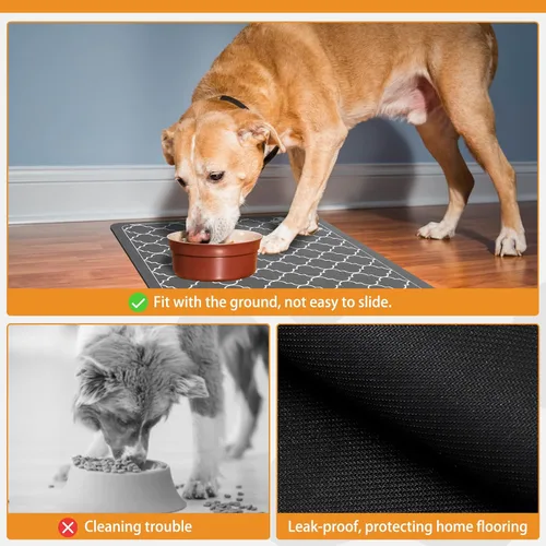 Vista 6 de KOOLTAIL Tapete de comida para perros, tapete absorbente de alimentación de mascotas para cuencos de comida y agua, almohadilla de colocación