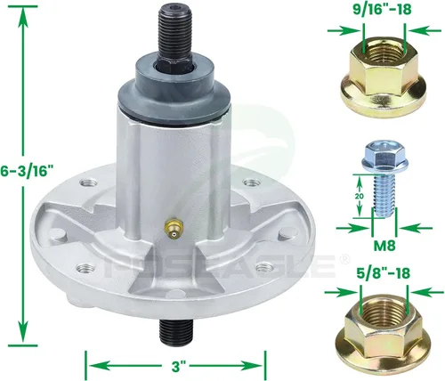 Vista 3 de El conjunto de husillo GY21099 previamente engrasado reemplaza a GY20867 GY20592 para tractores de césped 190C D170 E180 G110 LA150 LA175 S180 100