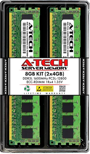 Vista 171 de A-Tech 4GB DDR3 1333MHz PC3-10600R ECC RDIMM 1Rx4 Rango único 1.5V Registrado DIMM 240-Pin Módulo de actualización de memoria RAM de servidor