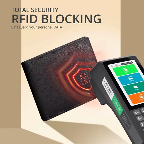 Vista 18 de Carteras RFID delgadas para hombres - Cartera de bolsillo frontal de piel genuina