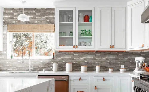Vista 11 de KASARO - Azulejos de 1 hoja para pelar y pegar para salpicaduras de cocina, mármol beige con rayas doradas antiguas, azulejo autoadhesivo