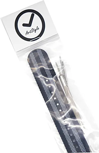 Vista 28 de ArtStyle - Correa para reloj de nailon balístico y con hebilla negra de alta gama (acabado mate)