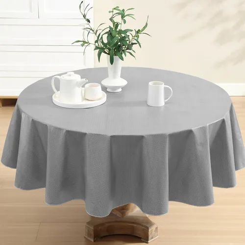 Vista 12 de Newbridge Basketweave - Mantel con parte trasera de franela de vinilo de color sólido, aspecto texturizado de tejido de cesta, mantel impermeable