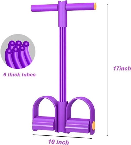 Vista 2 de Banda de resistencia con mango de pedal, 6 tubos elásticos de látex natural, cuerda de tracción, bandas de fitness para piernas, brazos, abdomen