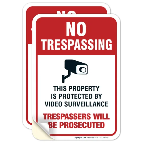Vista 16 de Señal de videovigilancia No Trespassing, cámara de seguridad CCTV, 24 x 30 pulgadas, 3M EGP reflectante aluminio .080, resistente a la decoloración