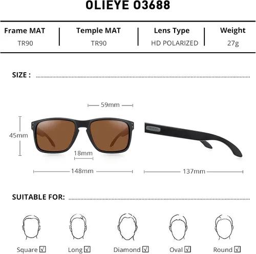 Vista 2 de OLIEYE Gafas de sol polarizadas deportivas para hombre gafas de sol con marco flexible