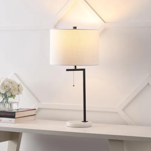 Vista 2 de JONATHAN Y Lámpara de mesa moderna de mármol negro de 24.5 pulgadas para dormitorio, lámpara de escritorio lineal para sala de estar, oficina