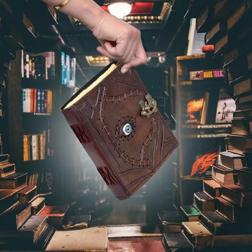 Vista 9 de cuero Hocus Pocus Libro de hechizos Diario de cuero para el mal de ojo, libro de hechizos Girmoire Regalos