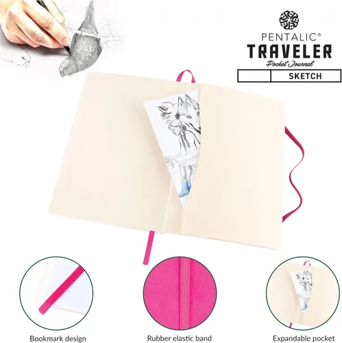 Vista 4 de Cuaderno de bocetos Travelers Dot Grid Pentalic Art, libre de ácidos