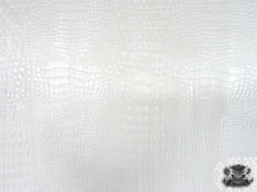 Vista 5 de Faux/tela de cuero falsa blanca de la perla del cocodrilo del cocodrilo del vinilo por la yarda
