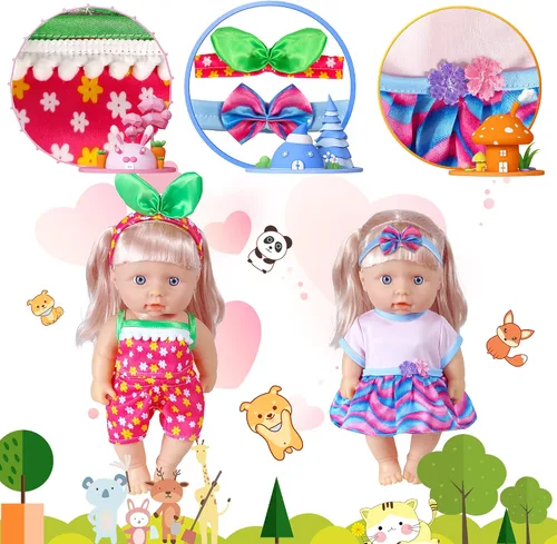 Vista 4 de WONDOLL 19 piezas de ropa de muñeca de 8 a 10 pulgadas, accesorios para bebé, ropa de muñeca, disfraces, regalo de Navidad y cumpleaños para niña