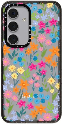 Vista 198 de CASETiFY Funda de impacto para Galaxy S22+ - Adhesivo Aries Moross, color negro transparente
