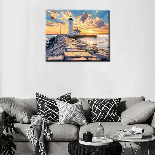 Vista 2 de Faro del sur de Portland, Maine, pintura de diamantes de bricolaje 5D, kit de numeración, paisaje marino de Estados Unidos, diamantes de imitación