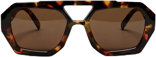 Vista 8 de VISOONE Oversized Flat Top Sunglasses for Men Women Retro Square Aviator Double Bridge Shades UV400 Non-Polarized Renny Negro marrón