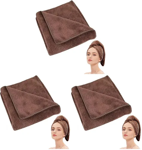 Vista 26 de Toalla de microfibra para el cabello de secado rápido, toallas de secado de pelo, adecuadas para todo tipo de cabello, ultra absorbente, cabello Azul