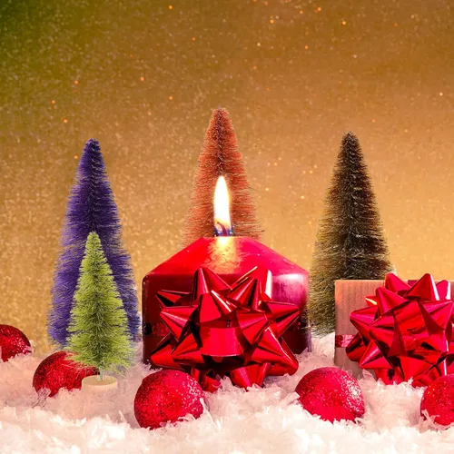Vista 2 de 16 árboles de sisal artificiales para árbol de Navidad con base de madera, cepillo para botellas de Navidad, árboles de mesa de Navidad
