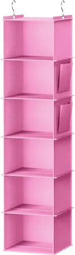 Vista 9 de YOUDENOVA - Organizador colgante para clóset con 6 estantes de almacenamiento con bolsillos laterales, beige