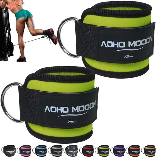 Vista 10 de AOHO MOOON Ankle Strap (2 Pieces) for Cable Machine Women - Gym Workout Leg Strap, Premium Padding Ankle Cuffs, Glute Kickback Exercises Equipment
