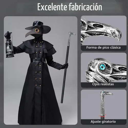 Vista 3 de Soporte de bastón de médico de la peste,Accesorios de disfraz de médico de la plaga,Bastón de cuervo de plástico,Fiesta de cosplay del personal