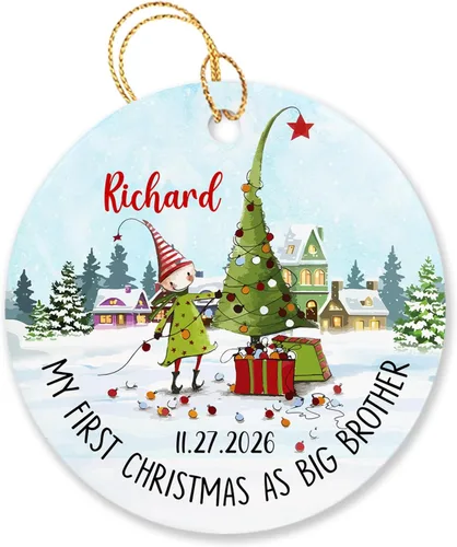 Vista 7 de Adorno de Navidad personalizado de segundo regalo para bebé, hijo, hija, nombre personalizado, reno, corona de bebé, adorno de Navidad 2025, adorno