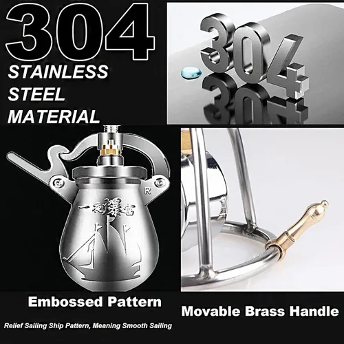 Vista 6 de High Pressure Puffed Rice Maker Traditional Retro Stainless Steel Popcorn Cannon Hand Crank Hot Air Popcorn Maker Small Stovetop Popcorn Machine