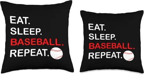 Vista 3 de Funny Baseball Lover Eat Sleep Baseball Repeat Eat Sleep Repeat Lovers - Almohada de béisbol divertida, 16 x 16 pulgadas, multicolor