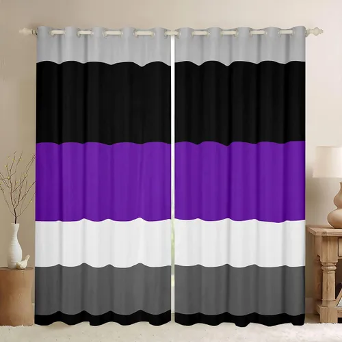 Vista 35 de Cortinas opacas de 38 pulgadas de ancho x 45 pulgadas de largo, cortinas opacas de triángulo geométrico naranja, negro, gris claro, cortinas