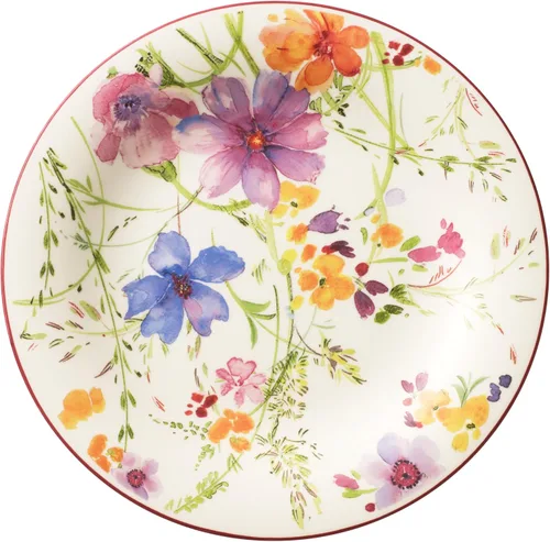 Vista 5 de Villeroy & Boch Mariefleur Gris Basic Breakfast - Plato redondo de porcelana premium con una decoración de flores juguetona, apto para lavavajillas