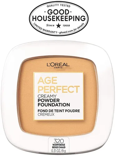 Vista 9 de L'Oreal Paris Age Perfect - Base de maquillaje en polvo cremosa compacta, 320 beige cálido, 0.31 onzas