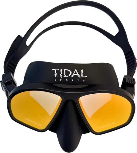 Vista 8 de Máscara Tidal Freedive - Aluma Pro con tecnología avanzada antivaho. Máscara de volumen ultra bajo para apnea, esnórquel y buceo. Lente de vidrio