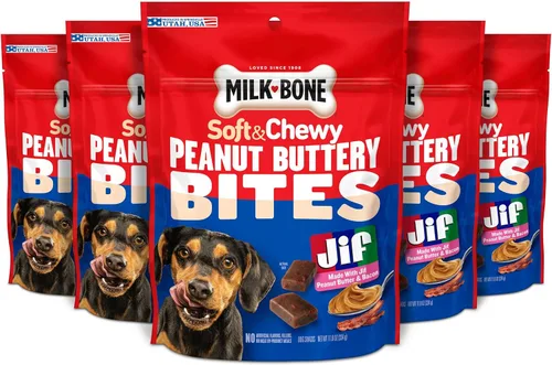 Vista 15 de Milk-Bone Galletas para perro bañadas con mantequilla de cacahuete real, horneadas, 32 onzas, (paquete de 4)
