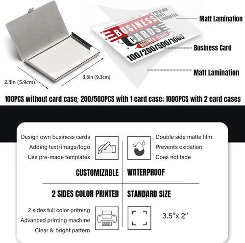Vista 3 de Tarjetas de presentación personalizadas con plantillas, tarjetas de presentación personalizadas con tu logo, de 3.5 x 2 pulgadas, papel mate