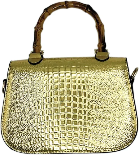 Vista 4 de Bolso de mano de cuero artificial de bambú con asa superior para mujer, elegante bolso de noche, regalo para mujer, hecho a mano