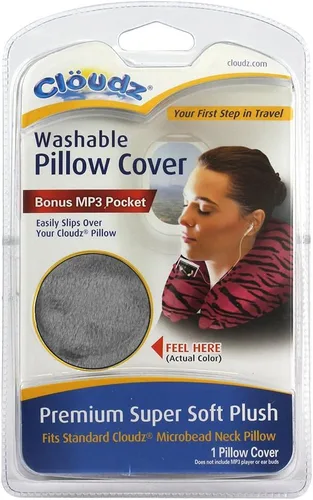 Vista 2 de Cloudz - Funda de almohada lavable para el cuello de viaje, color gris