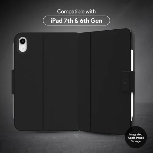Vista 2 de Incipio - Funda protectora SureView para iPad 7ª y 6ª generación, funda delgada ligera con soporte ajustable, protección contra arañazos (negro)