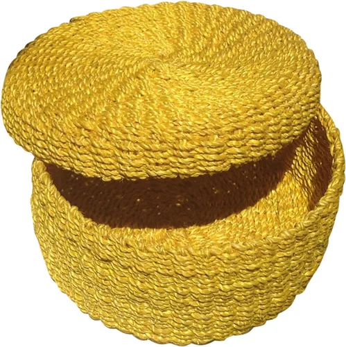 Vista 4 de Cesta de tortilla de abaca hecha a mano roja